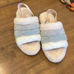 Ugg size 9 pink multi colored slide ons